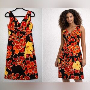 Madison Leigh Floral Dress | Retro Tropical Print | Fit & Flare | Size 6